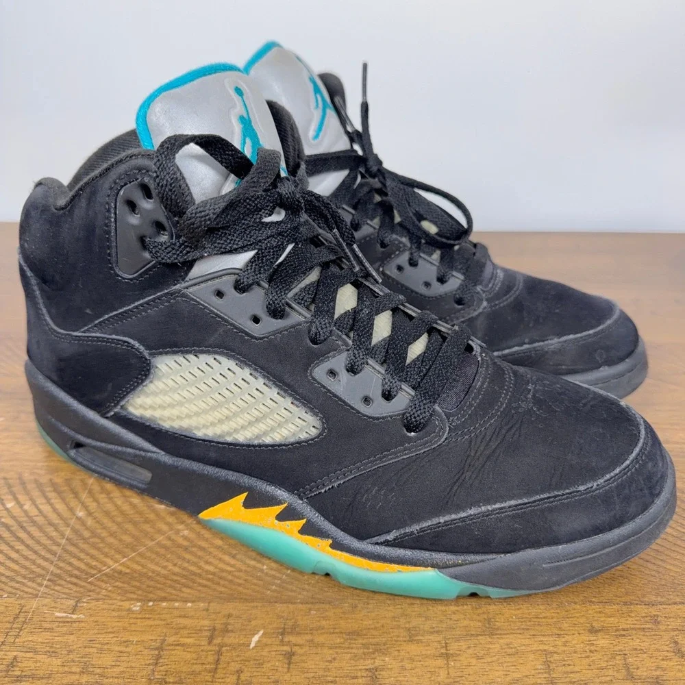 Nike Air Jordan 5 Retro Shoes Mens 11 Black Aqua Basketball Sneakers DD0587-047